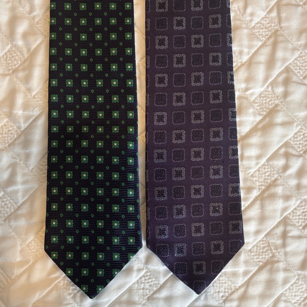 Brooks Brothers Green and Purple Geometric Ties